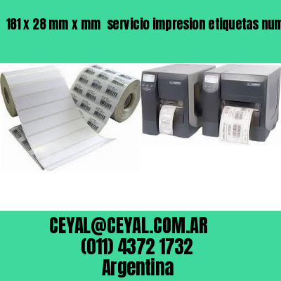 181 x 28 mm x mm  servicio impresion etiquetas numeradas