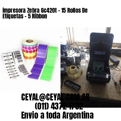 impresora Zebra Gc420t – 15 Rollos De Etiquetas – 5 Ribbon