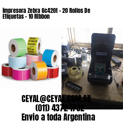 impresora Zebra Gc420t – 20 Rollos De Etiquetas – 10 Ribbon