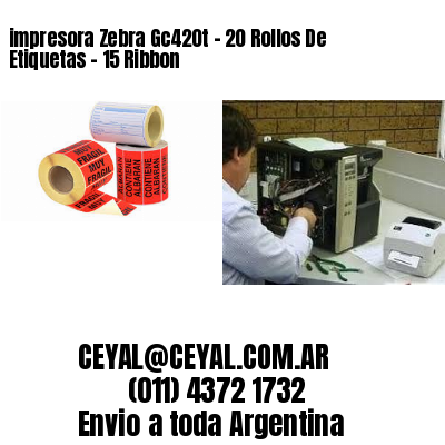 impresora Zebra Gc420t – 20 Rollos De Etiquetas – 15 Ribbon