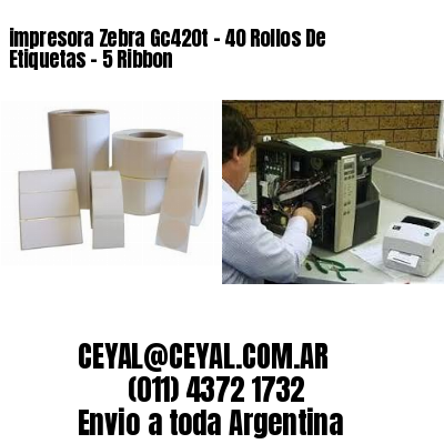 impresora Zebra Gc420t – 40 Rollos De Etiquetas – 5 Ribbon