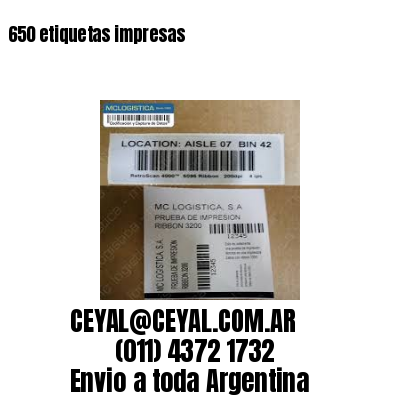 650 etiquetas impresas