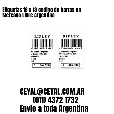 Etiquetas 16 x 13 codigo de barras en Mercado Libre Argentina
