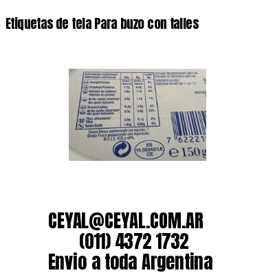 Etiquetas de tela Para buzo con talles