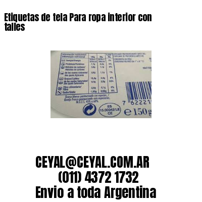 Etiquetas de tela Para ropa interior con talles
