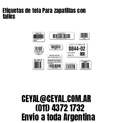 Etiquetas de tela Para zapatillas con talles