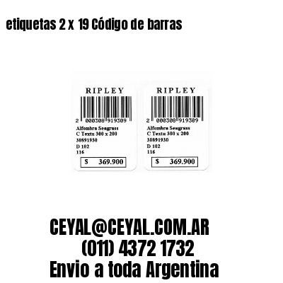 etiquetas 2 x 19 Código de barras