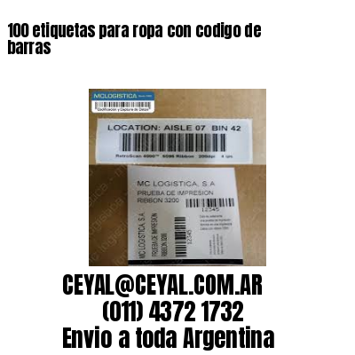 100 etiquetas para ropa con codigo de barras