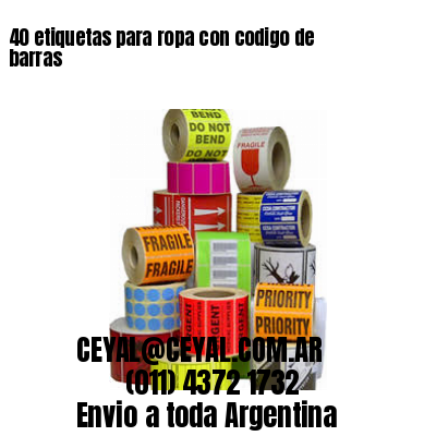 40 etiquetas para ropa con codigo de barras