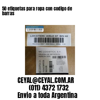50 etiquetas para ropa con codigo de barras