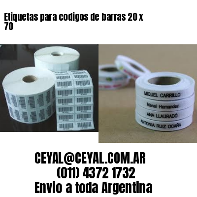 Etiquetas para codigos de barras 20 x 70