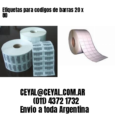 Etiquetas para codigos de barras 20 x 80
