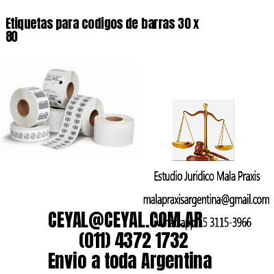 Etiquetas para codigos de barras 30 x 80