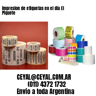 impresion de etiquetas en el dia El Piquete