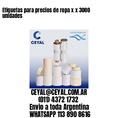 Etiquetas para precios de ropa x x 3000 unidades