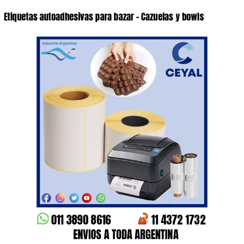 Etiquetas autoadhesivas para bazar – Cazuelas y bowls