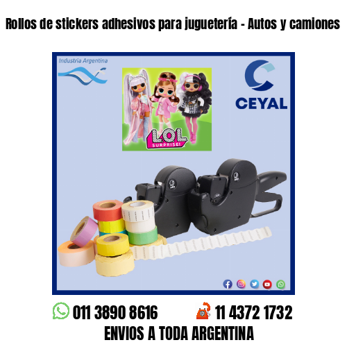 Rollos de stickers adhesivos para juguetería – Autos y camiones