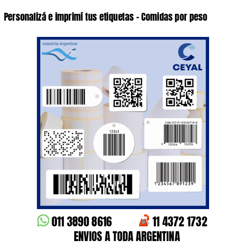 Personalizá e imprimí tus etiquetas - Comidas por peso