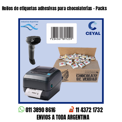 Rollos de etiquetas adhesivas para chocolaterías – Packs