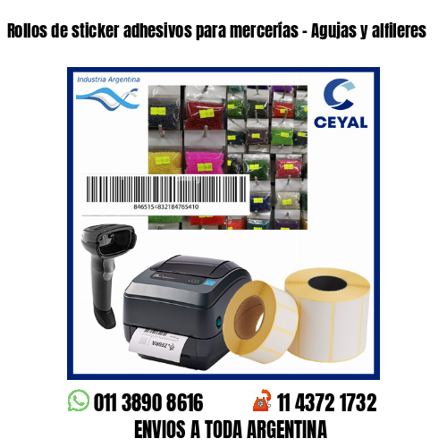 Rollos de sticker adhesivos para mercerías – Agujas y alfileres