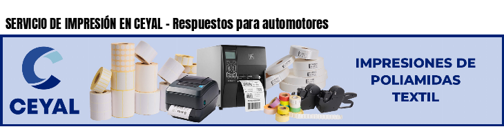 SERVICIO DE IMPRESIÓN EN CEYAL - Respuestos para automotores