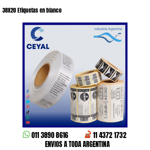 38X20 Etiquetas en blanco