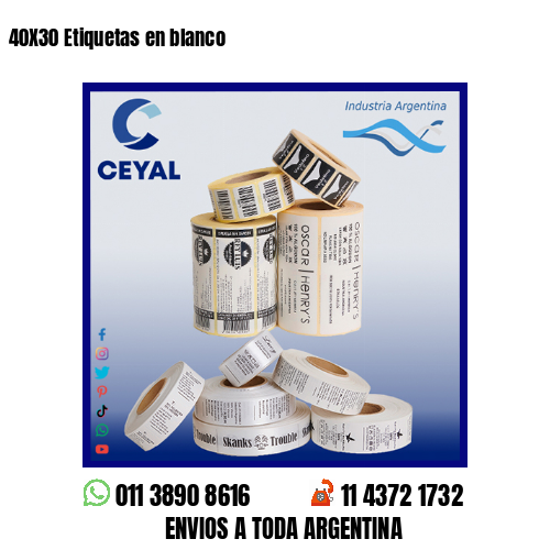 40X30 Etiquetas en blanco