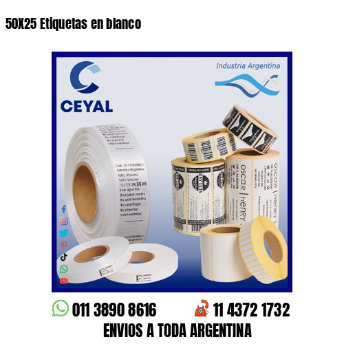 50X25 Etiquetas en blanco