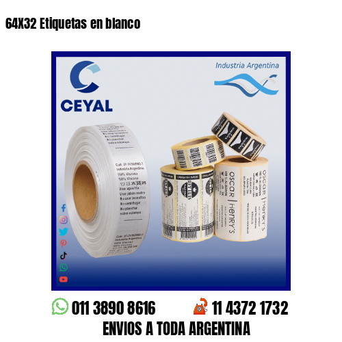 64X32 Etiquetas en blanco
