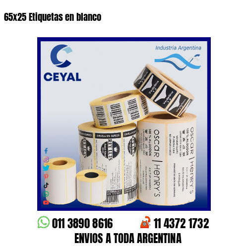 65×25 Etiquetas en blanco