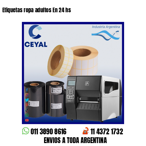 Etiquetas ropa adultos En 24 hs