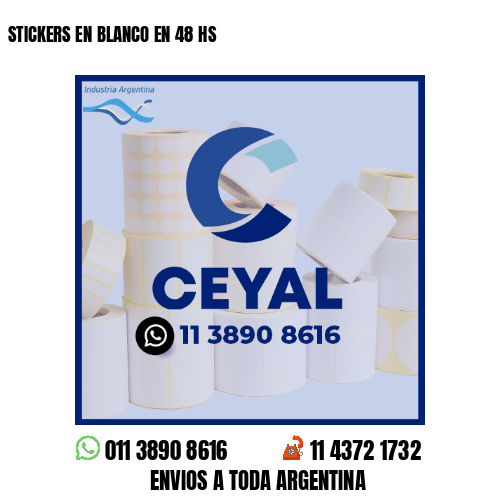 STICKERS EN BLANCO EN 48 HS