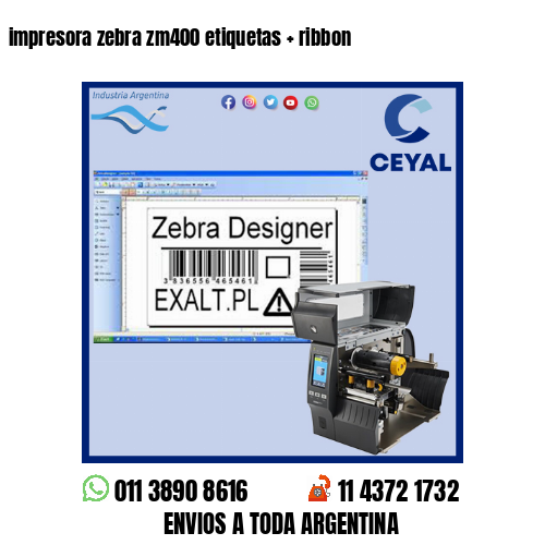 impresora zebra zm400 etiquetas   ribbon