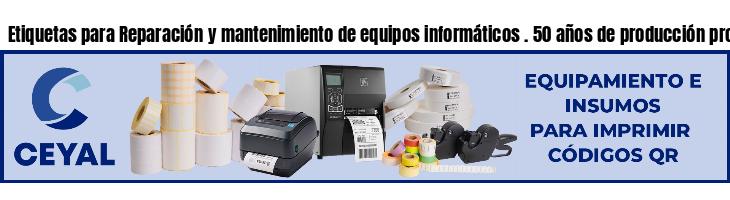 Etiquetas para Reparación y mantenimiento de equipos informáticos . 50 años de producción propia