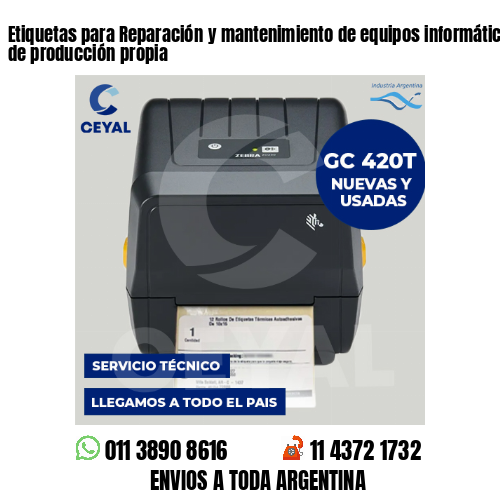 Etiquetas para Reparación y mantenimiento de equipos informáticos . 50 años de producción propia
