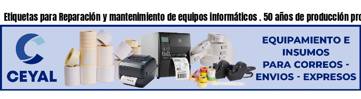 Etiquetas para Reparación y mantenimiento de equipos informáticos . 50 años de producción propia