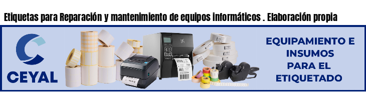 Etiquetas para Reparación y mantenimiento de equipos informáticos . Elaboración propia
