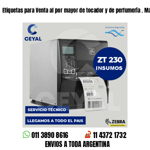 Etiquetas para Venta al por mayor de tocador y de perfumería . Matriz de costos