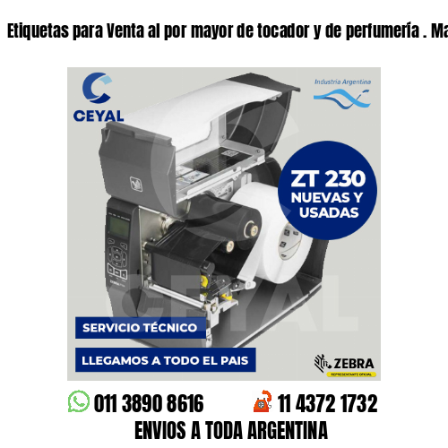 Etiquetas para Venta al por mayor de tocador y de perfumería . Matriz de costos