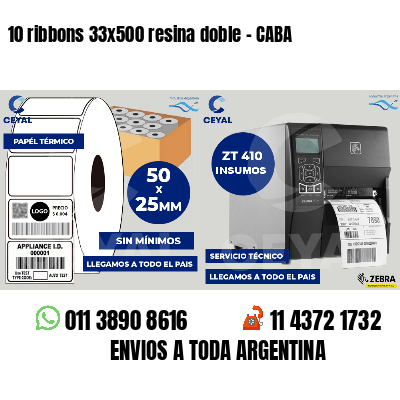 10 ribbons 33x500 resina doble - CABA