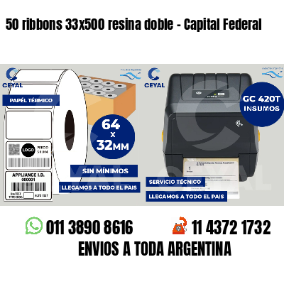 50 ribbons 33x500 resina doble - Capital Federal