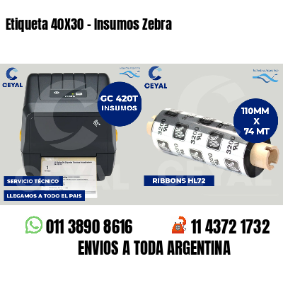 Etiqueta 40X30 - Insumos Zebra