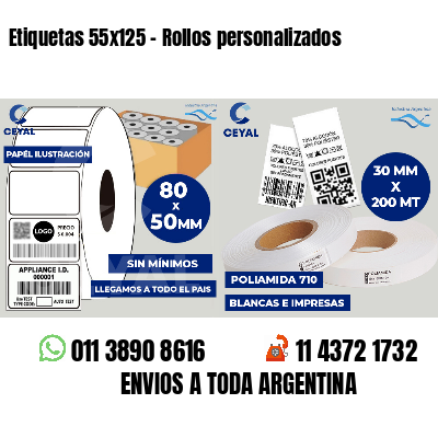 Etiquetas 55x125 - Rollos personalizados