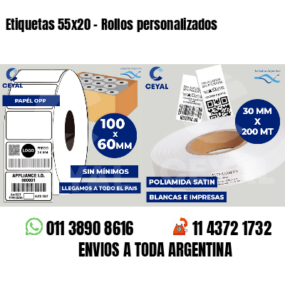 Etiquetas 55x20 - Rollos personalizados