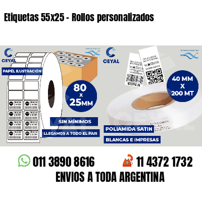 Etiquetas 55x25 - Rollos personalizados