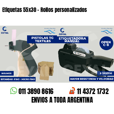 Etiquetas 55x30 - Rollos personalizados