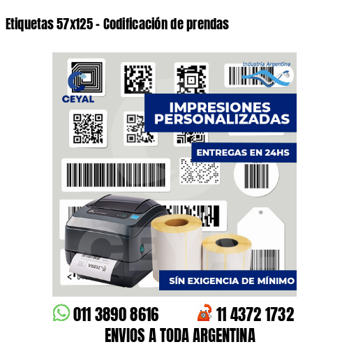 Etiquetas 57x125 - Codificación de prendas