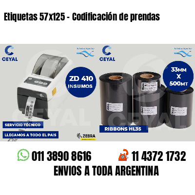 Etiquetas 57x125 - Codificación de prendas