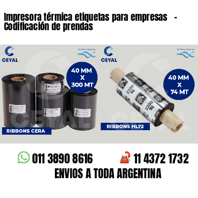 Impresora térmica etiquetas para empresas - Codificación de prendas