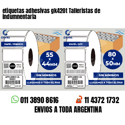 etiquetas adhesivas gk420t Talleristas de indumnentaria